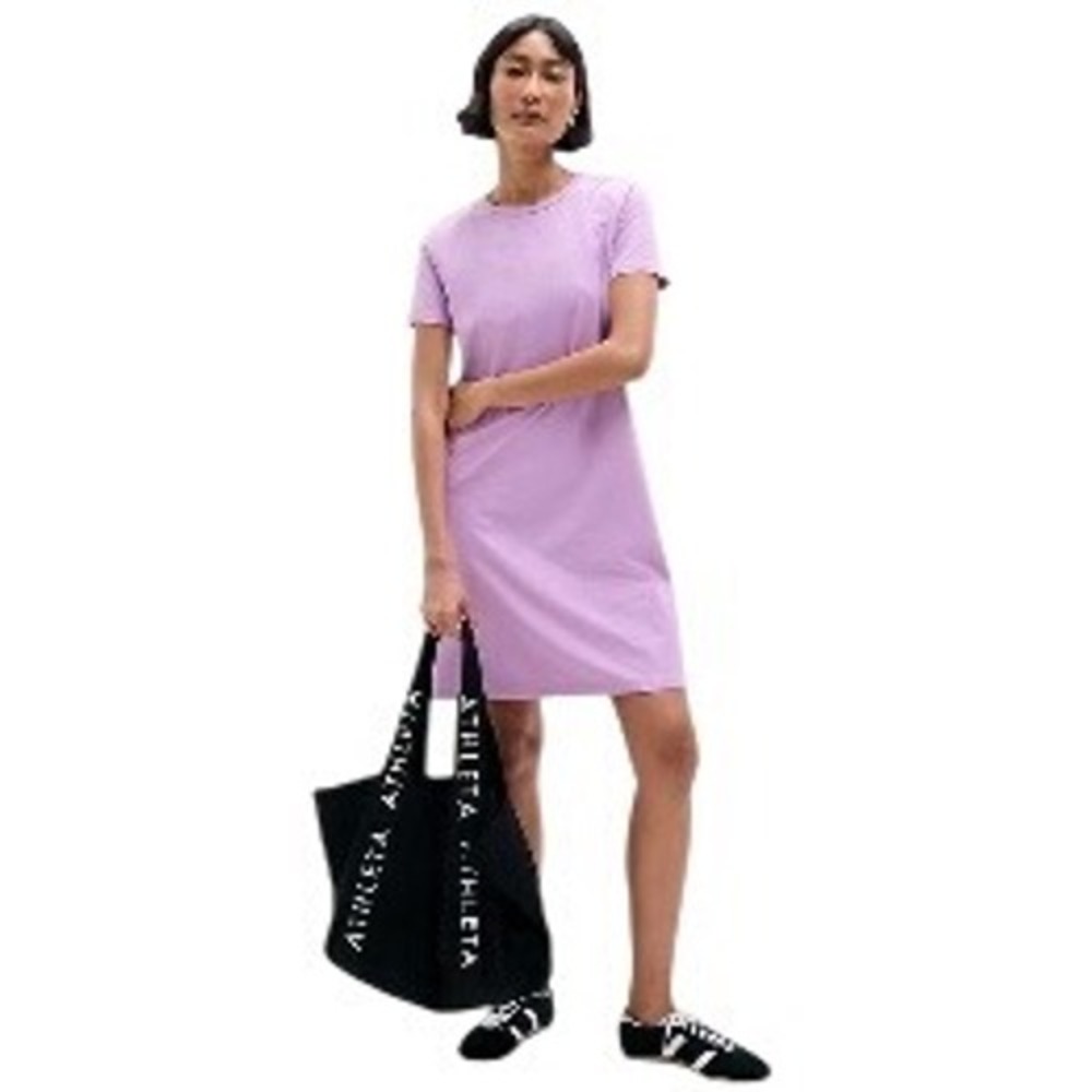 Athleta NEW Essential Tee Dress Lilac Cotton Women's M Athleisure Summer Sporty